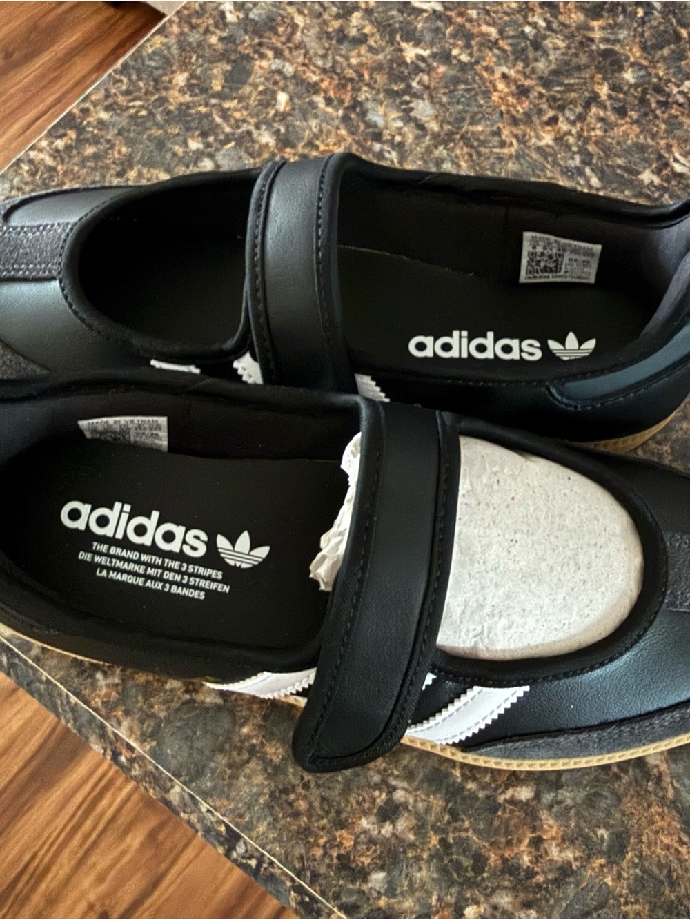 adidas women’s Samba Velcro Sneakers in Black, White & Gum - Picture 4 of 9
